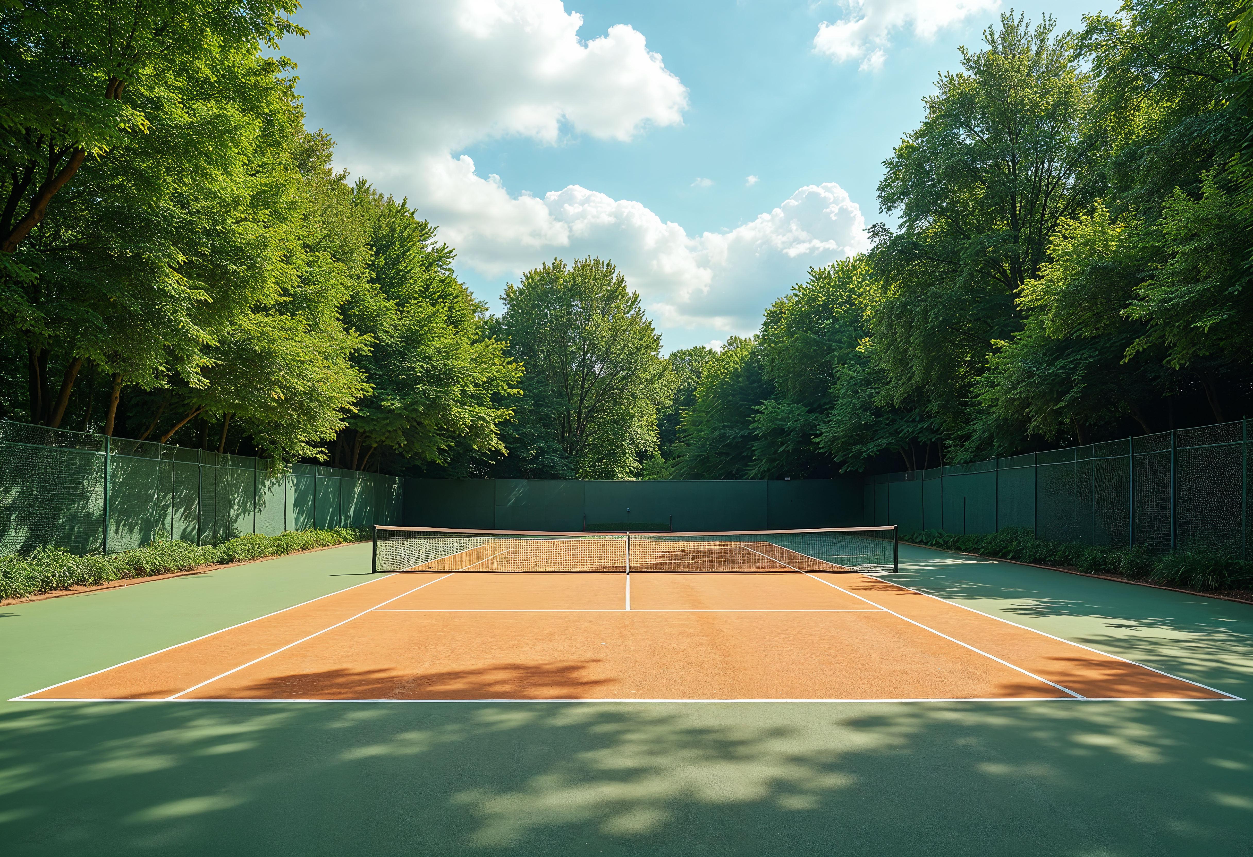 青空と緑のテニスコート